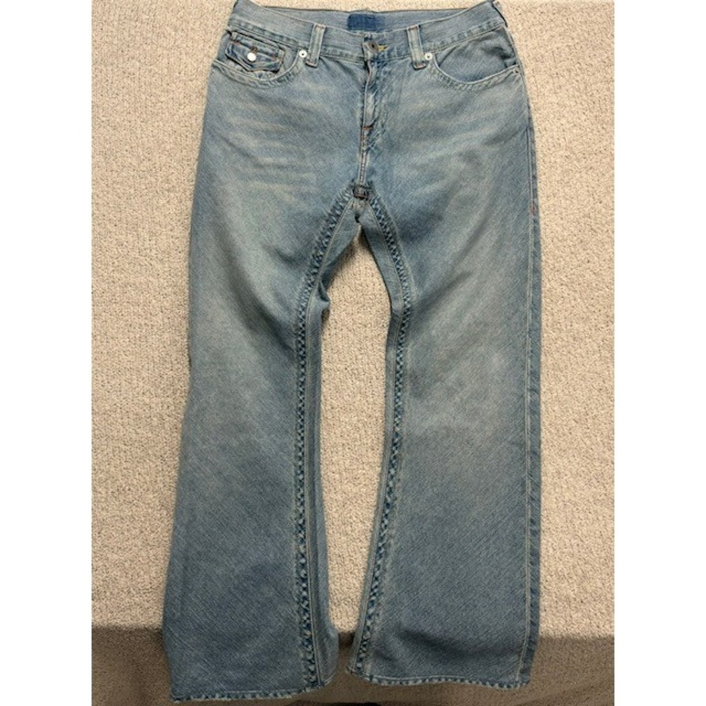 Guess Jeans Light Wash Thick Stitch Bootcut Men 36x30 Blue
